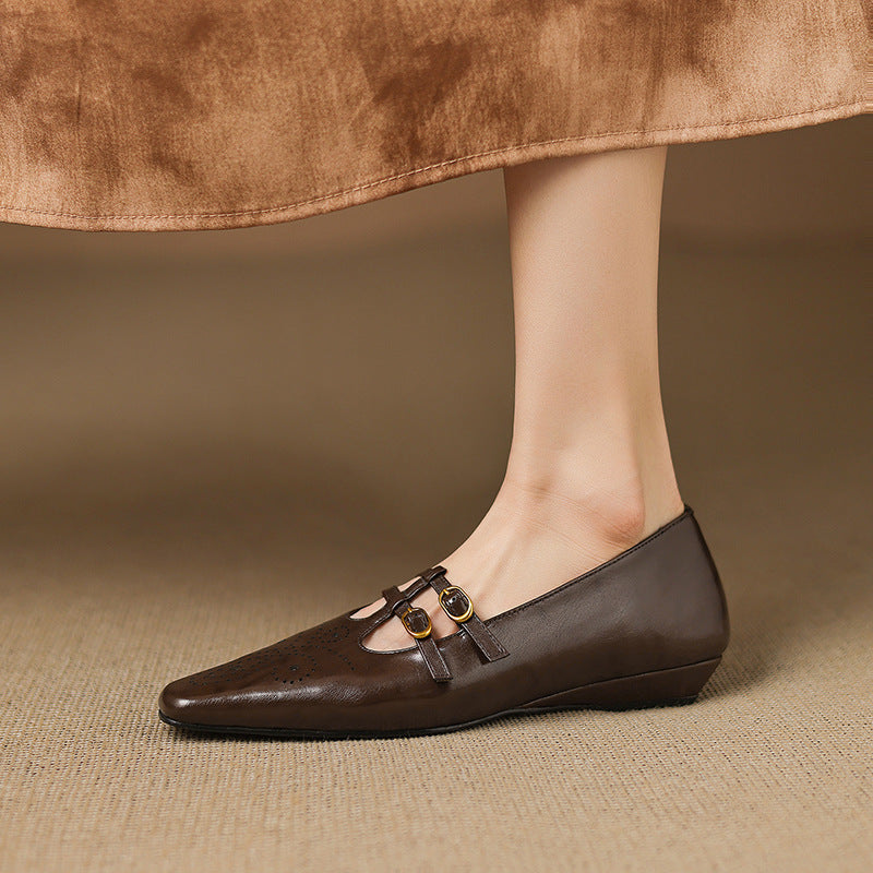 Ceyla Genuine Leather Mary Jane Flats