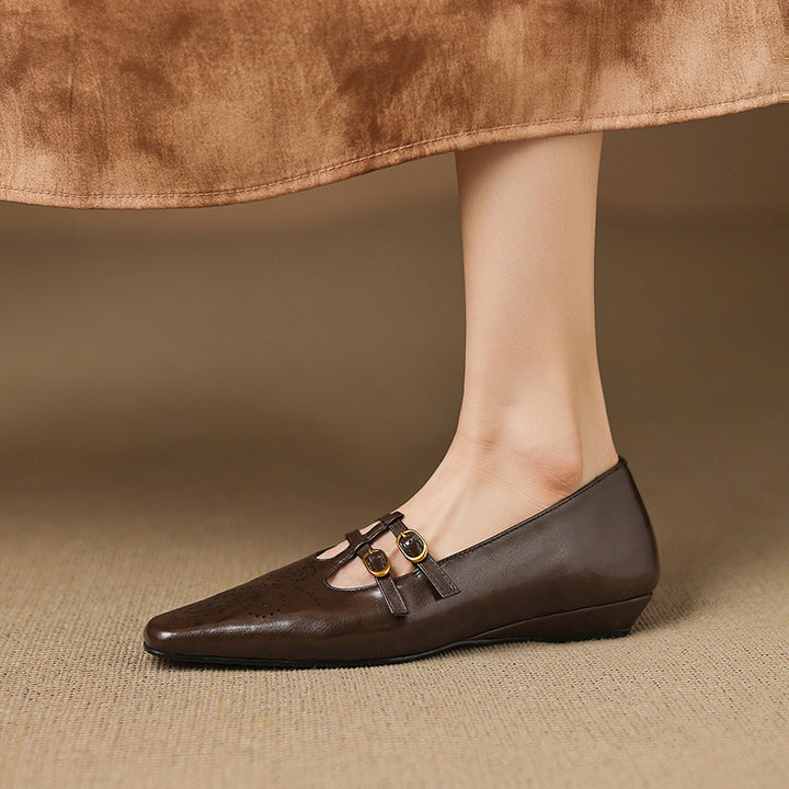 Ceyla Genuine Leather Mary Jane Flats