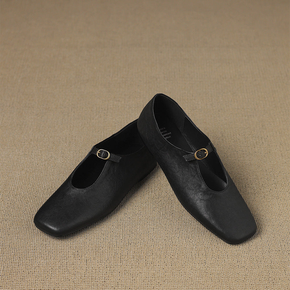Tiora Genuine Leather Mary Jane Flats