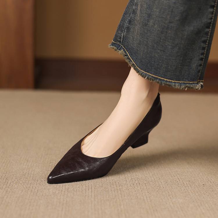 Fiara Genuine Leather Wedge Heel Pumps