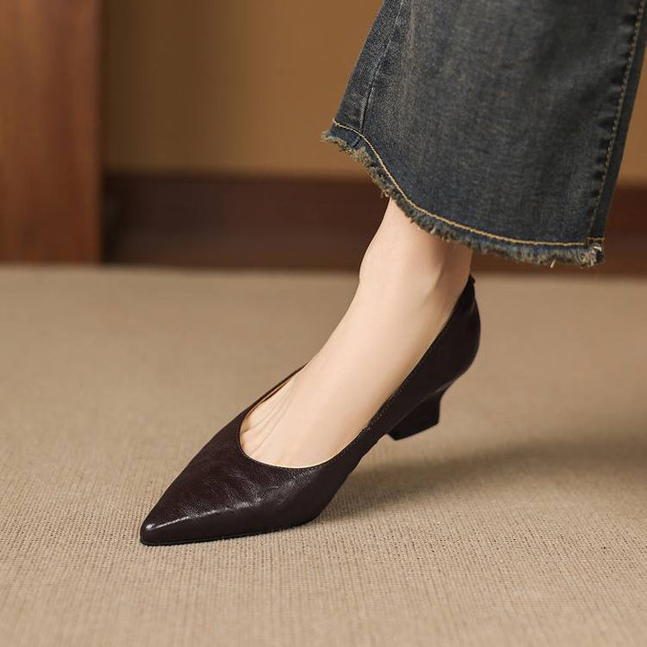 Fiara Genuine Leather Wedge Heel Pumps