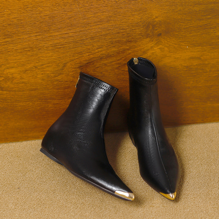 Odia Pointed-Toe Leather Ankle Boots