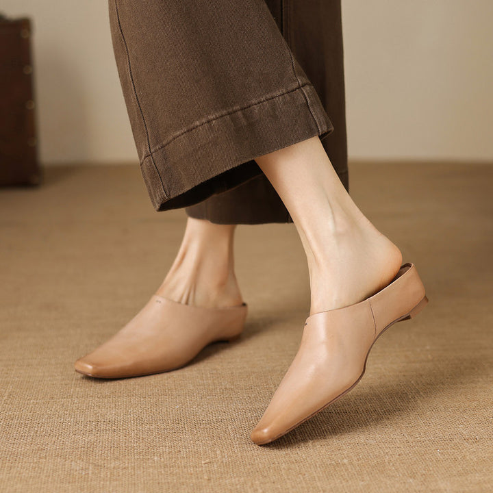 Kessa Genuine Leather Square-Toe Mules