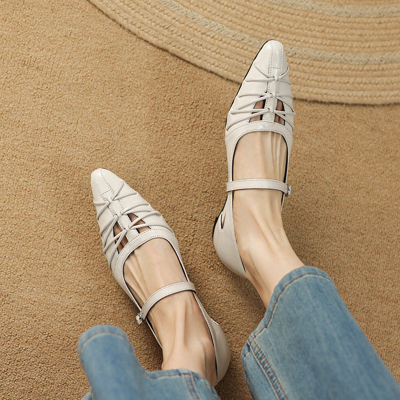Quela Genuine Leather Mary Jane Flats