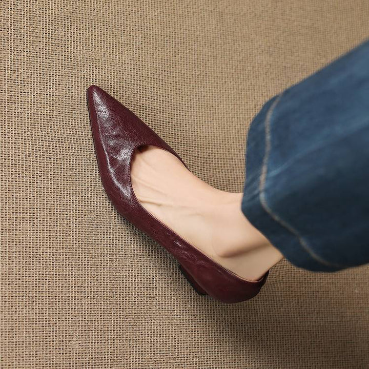 Fiara Genuine Leather Wedge Heel Pumps