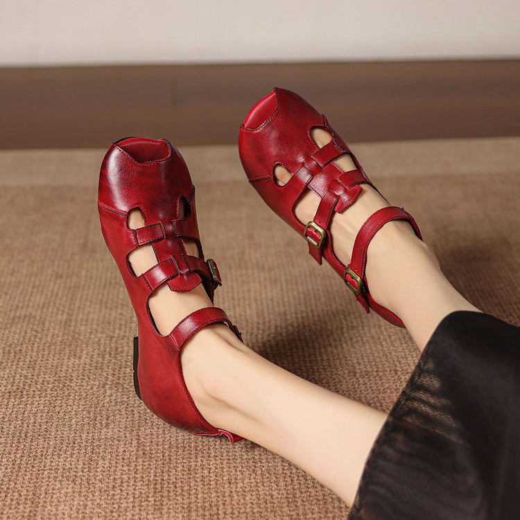 Auzi Genuine Leather Strappy Sandals