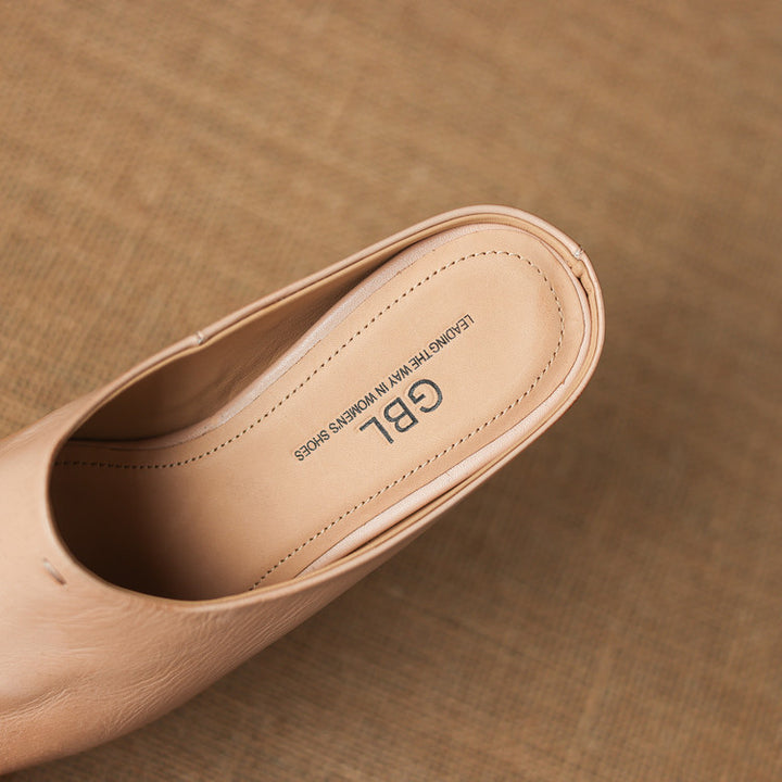 Kessa Genuine Leather Square-Toe Mules
