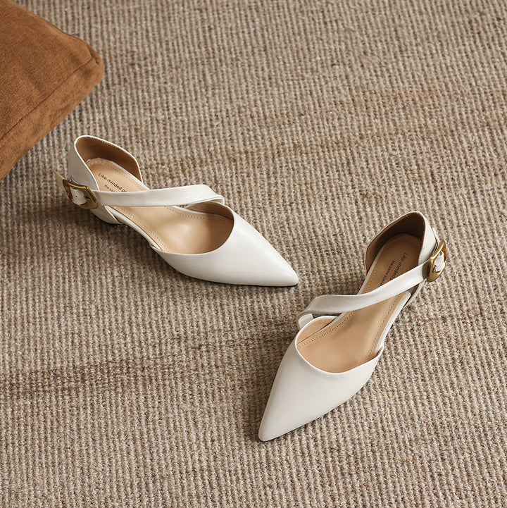 Maely Cross Strap Leather Heels