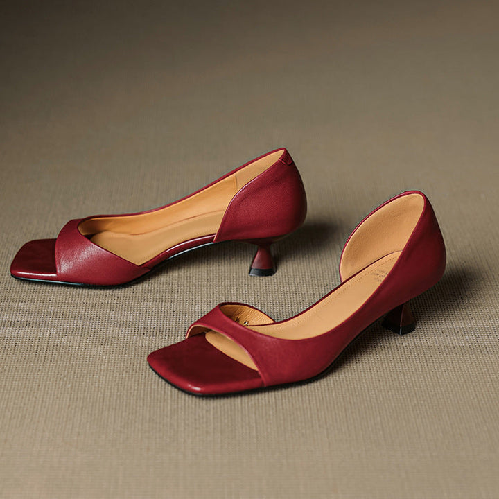 Celin Peep Toe Genuine Leather Heels