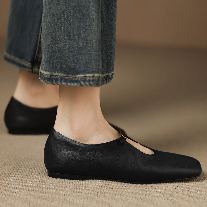 Tiora Genuine Leather Mary Jane Flats