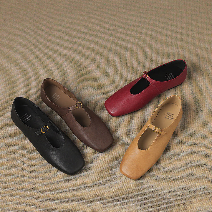 Tiora Genuine Leather Mary Jane Flats