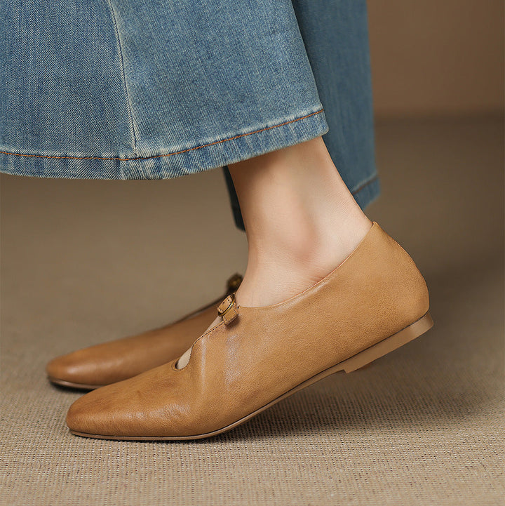 Tiora Genuine Leather Mary Jane Flats
