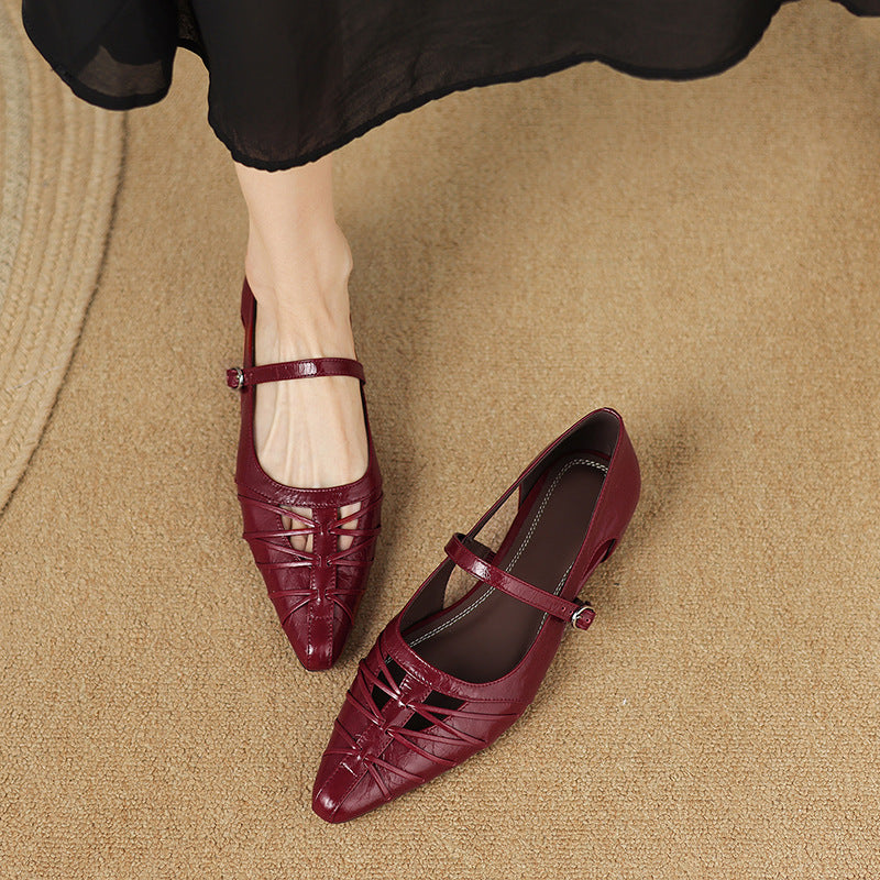 Quela Genuine Leather Mary Jane Flats
