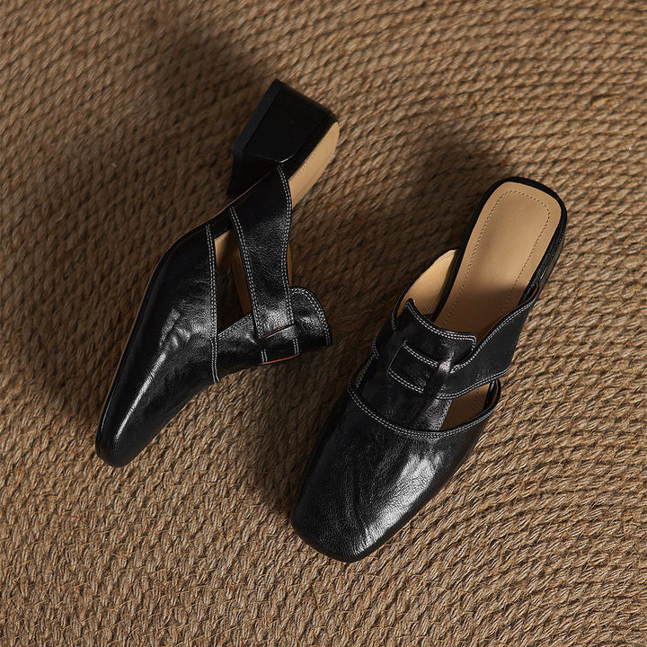 Brea Genuine Leather Chiseled-Toe Mules