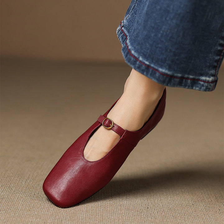 Tiora Genuine Leather Mary Jane Flats
