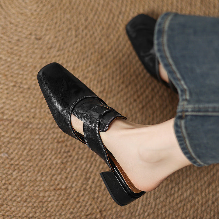 Brea Genuine Leather Chiseled-Toe Mules