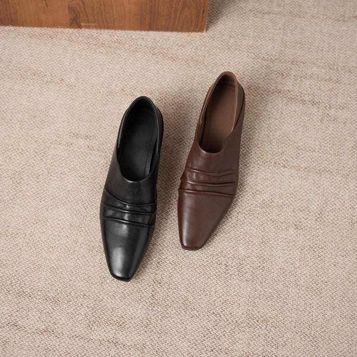 Nyra Genuine Leather Ruched Pumps