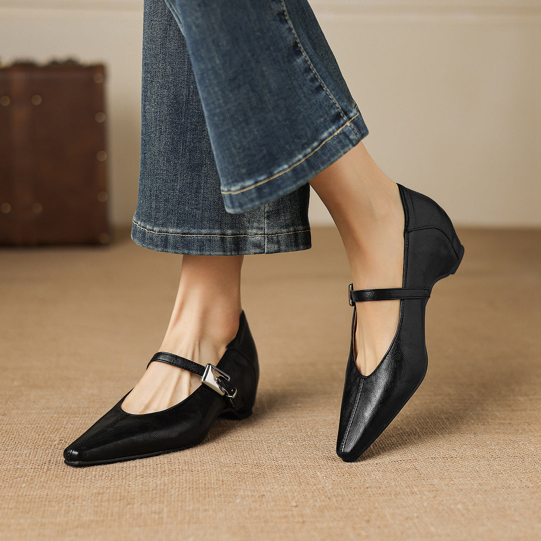 Tessa Mary Jane Leather Pointed Flats