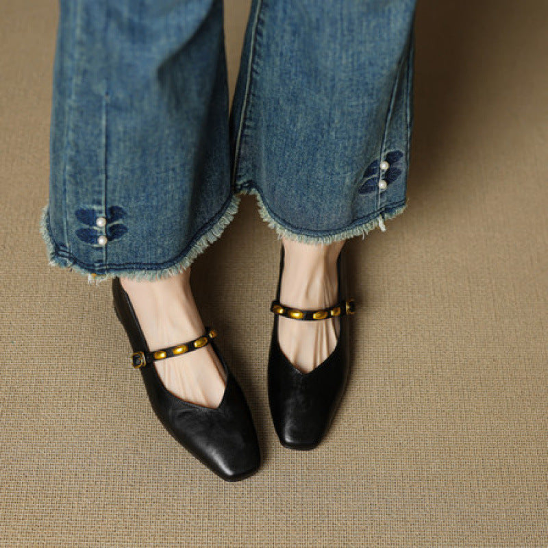 Zyra Genuine Leather Flats