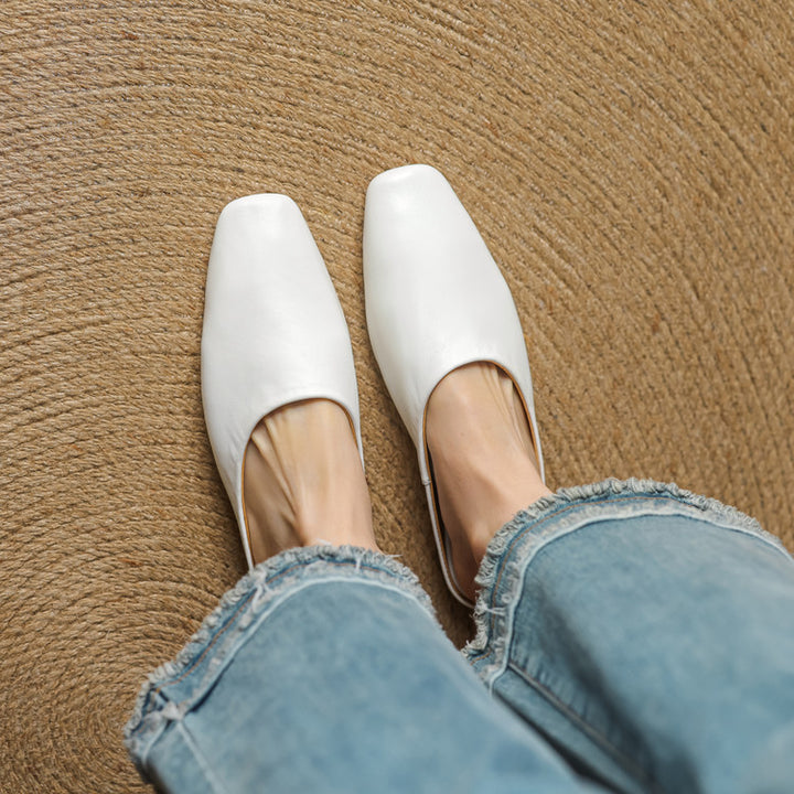 Rexa Genuine Leather Square-Toe Mules
