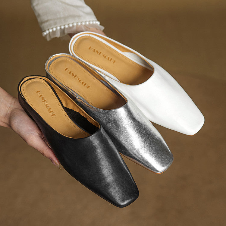 Rexa Genuine Leather Square-Toe Mules