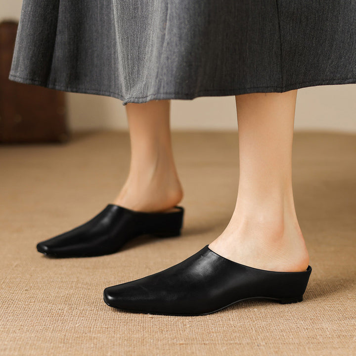 Kessa Genuine Leather Square-Toe Mules
