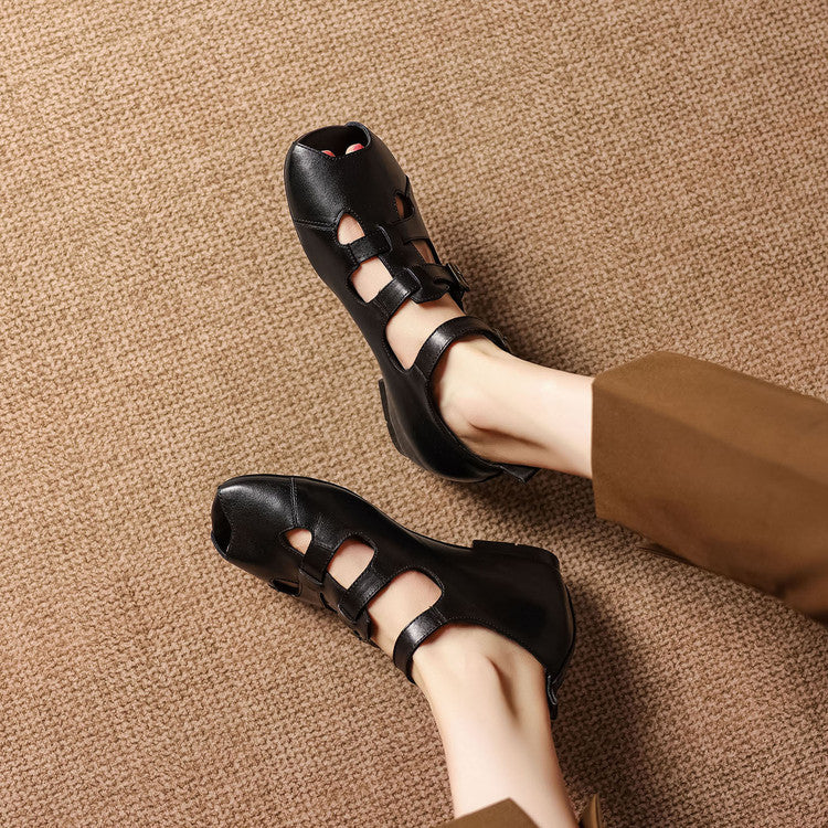 Auzi Genuine Leather Strappy Sandals