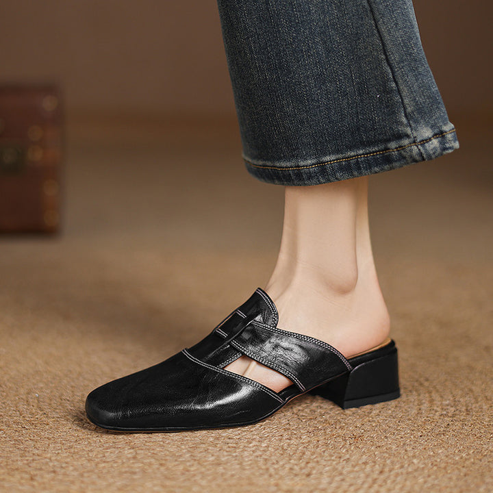 Brea Genuine Leather Chiseled-Toe Mules