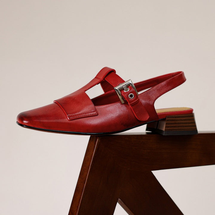 Vezia Genuine Leather Slingbacks