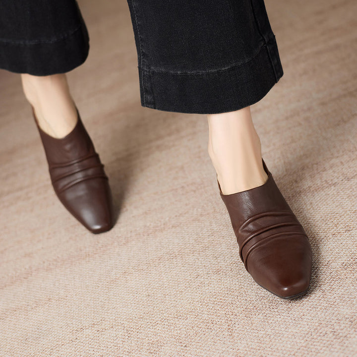 Nyra Genuine Leather Ruched Pumps