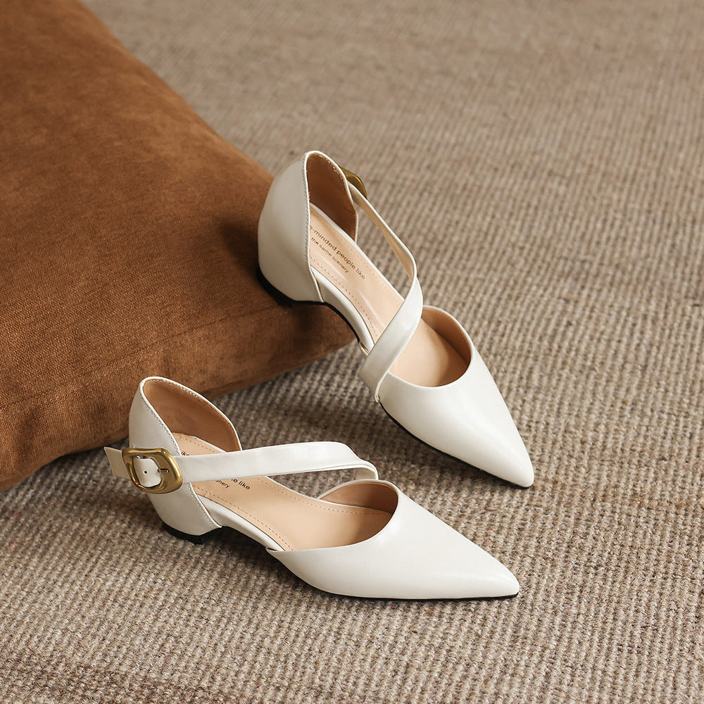 Maely Cross Strap Leather Heels