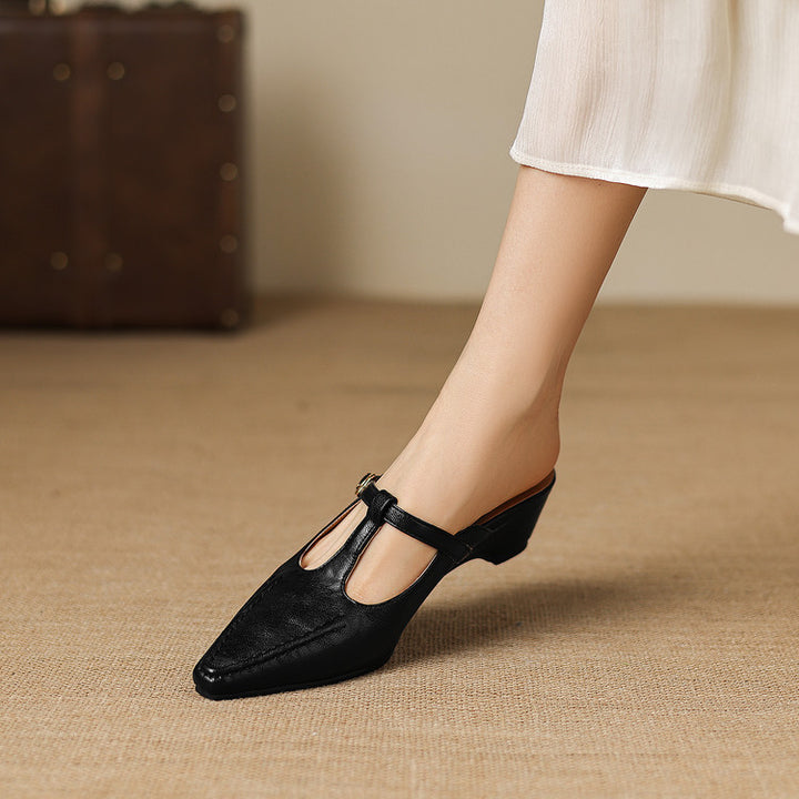 Breeze T-Strap Leather Mules