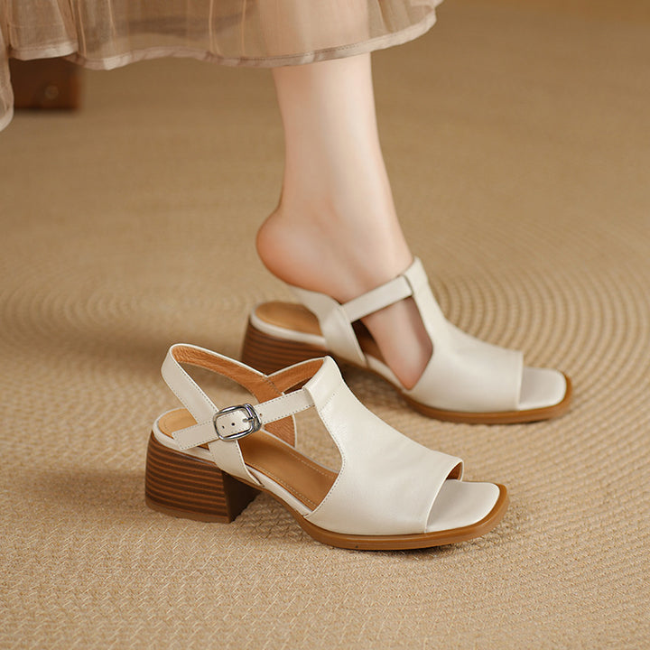 Arose Genuine Leather T-strap Sandals
