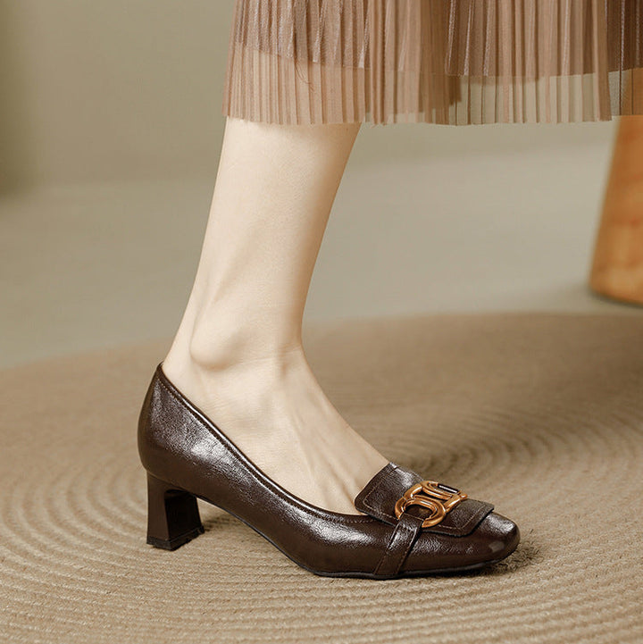 Pavia Glossy Leather Block Heel Pumps
