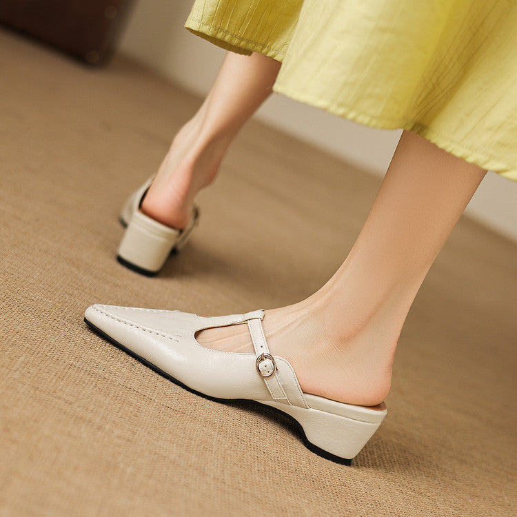 Breeze T-Strap Leather Mules