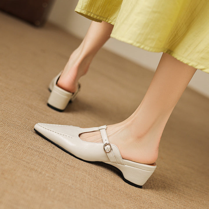 Breeze T-Strap Leather Mules