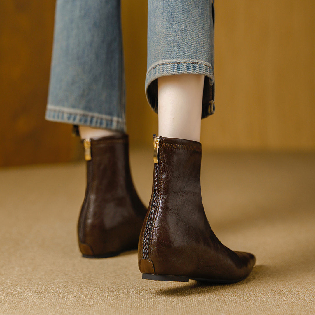 Odia Pointed-Toe Leather Ankle Boots