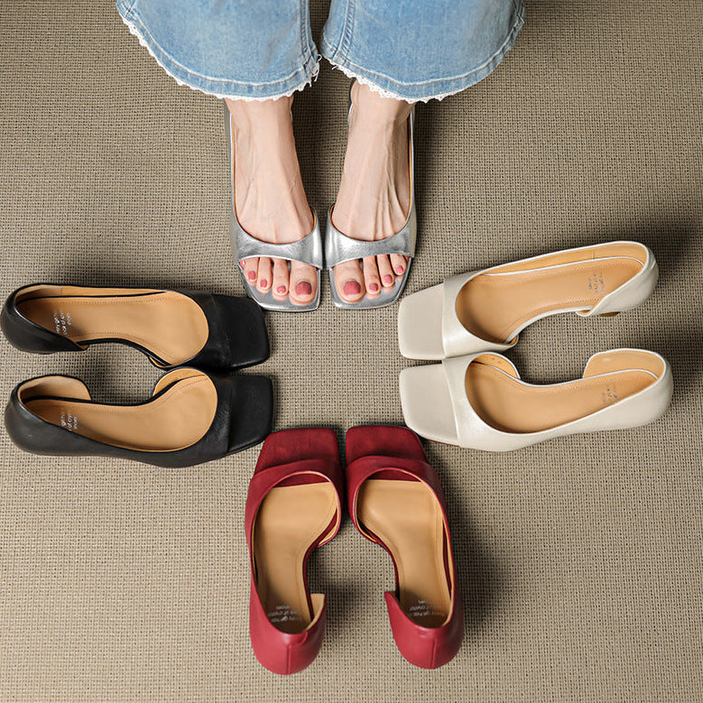 Celin Peep Toe Genuine Leather Heels
