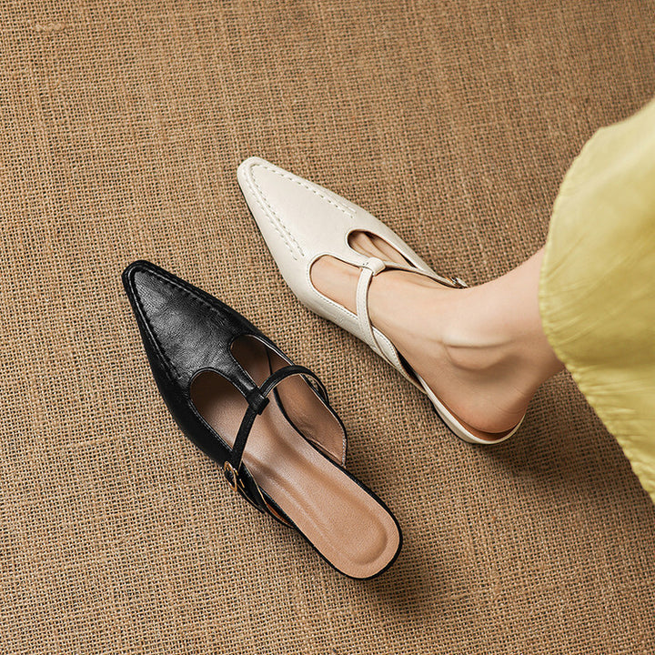 Breeze T-Strap Leather Mules