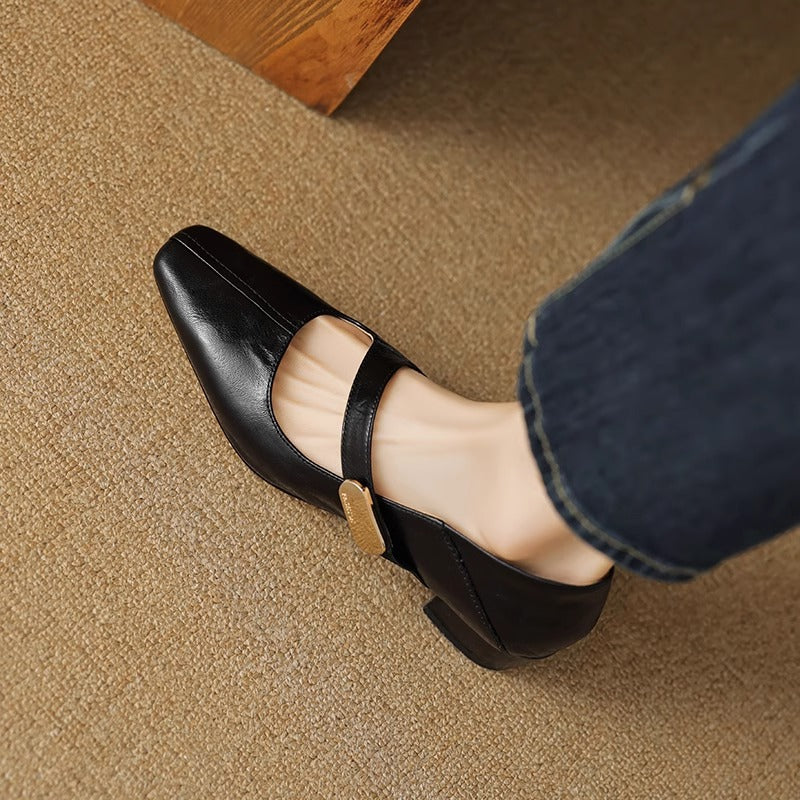 Quera Chiseled Toe Mary Jane Leather Pumps