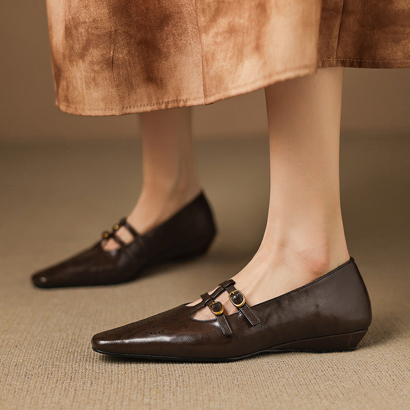 Ceyla Genuine Leather Mary Jane Flats