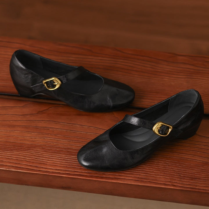 Quira Genuine Leather Mary Jane Flats