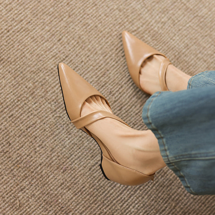 Maely Cross Strap Leather Heels