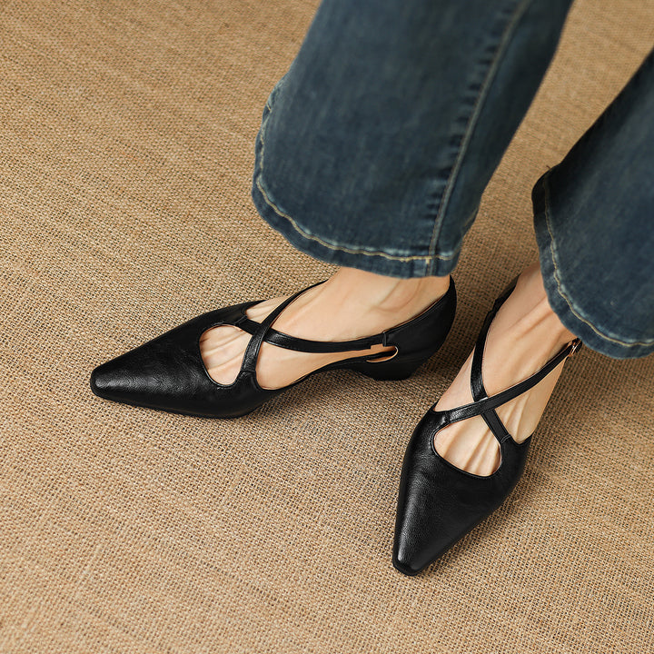 Quela Genuine Leather D'Orsay Heels