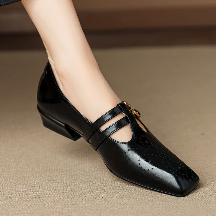 Lara Genuine Leather Dual-Strap Mary Jane Pumps