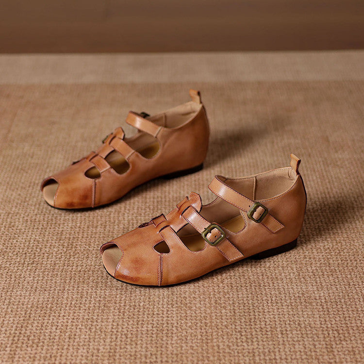 Auzi Genuine Leather Strappy Sandals