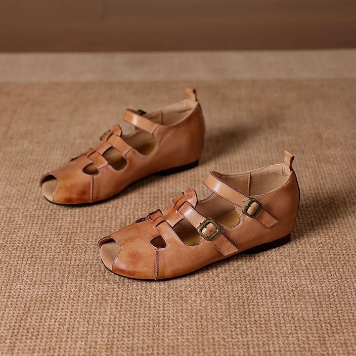 Auzi Genuine Leather Strappy Sandals