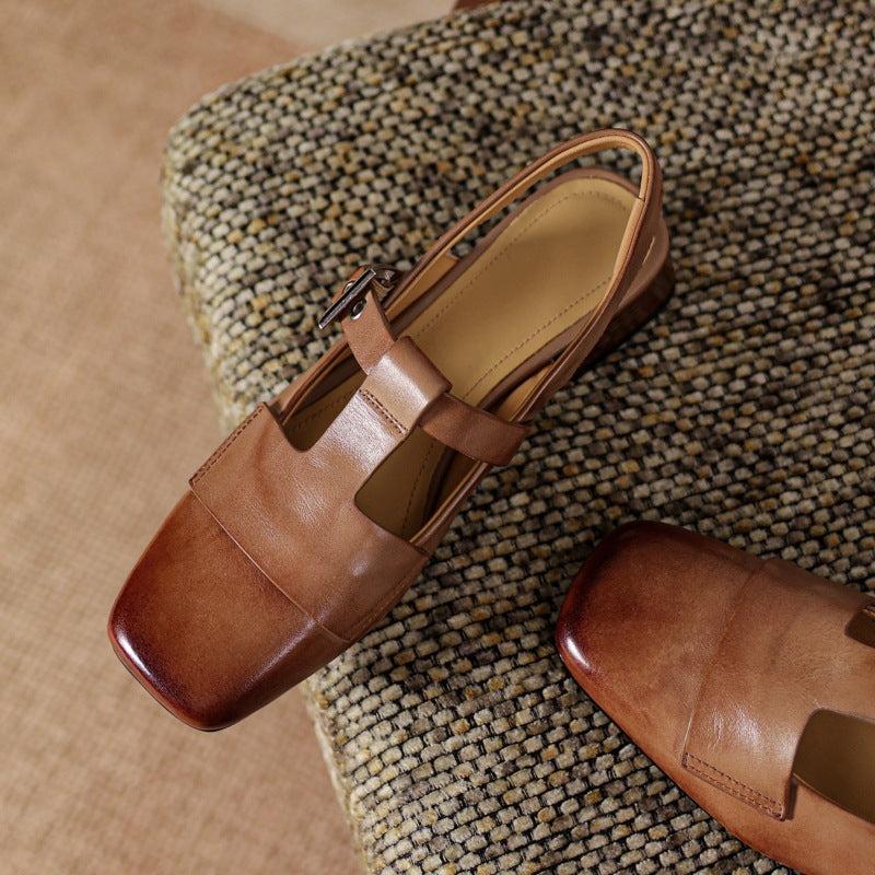 Vezia Genuine Leather Slingbacks