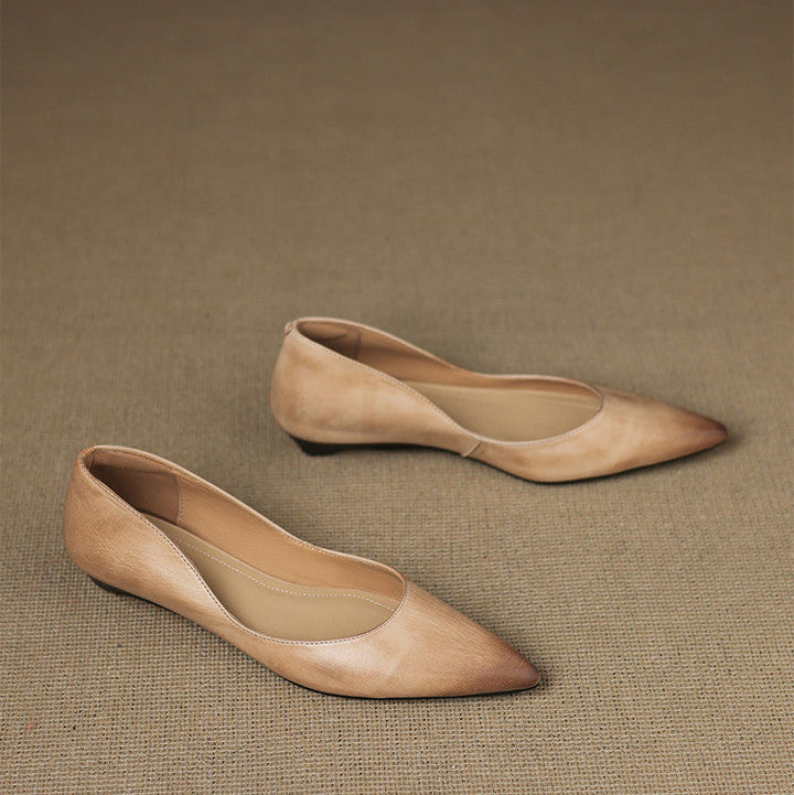 Erla Genuine Leather Pointed Toe Flats