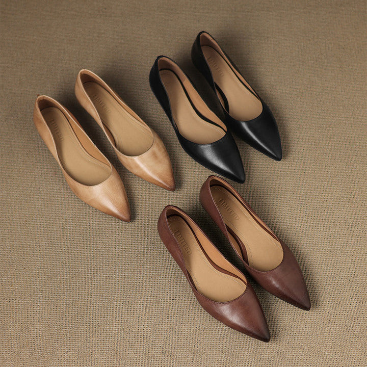 Erla Genuine Leather Pointed Toe Flats